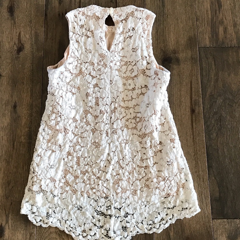 Sleeveless Lace Women Shirt- Cream - Picture 3 of 3